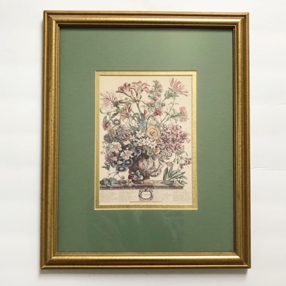 Vintage October Twelve Months of Flowers Print